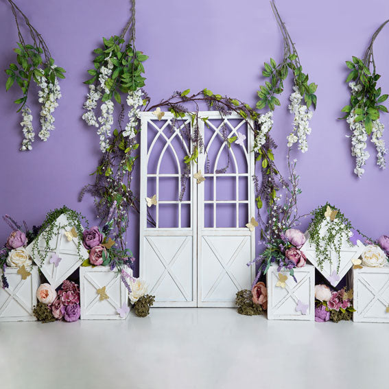 Kate Spring Purple Floral Backdrop Designed by Megan Leigh Photography