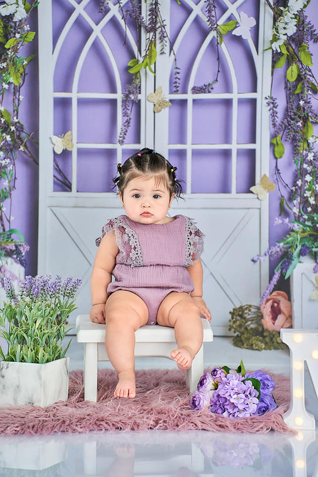 Kate Spring Purple Floral Backdrop Designed by Megan Leigh Photography