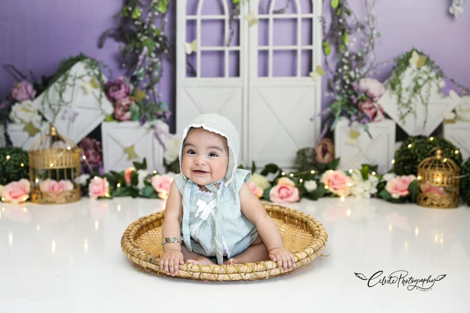 Kate Spring Purple Floral Backdrop Designed by Megan Leigh Photography