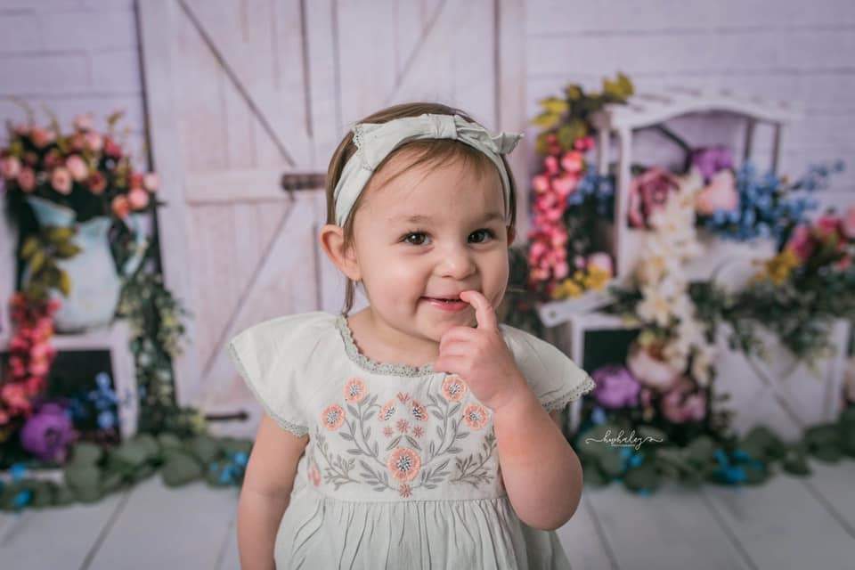 Kate Spring Colorful Flowers Barn Door Backdrop Designed by Megan Leigh Photography - Kate Backdrop AU