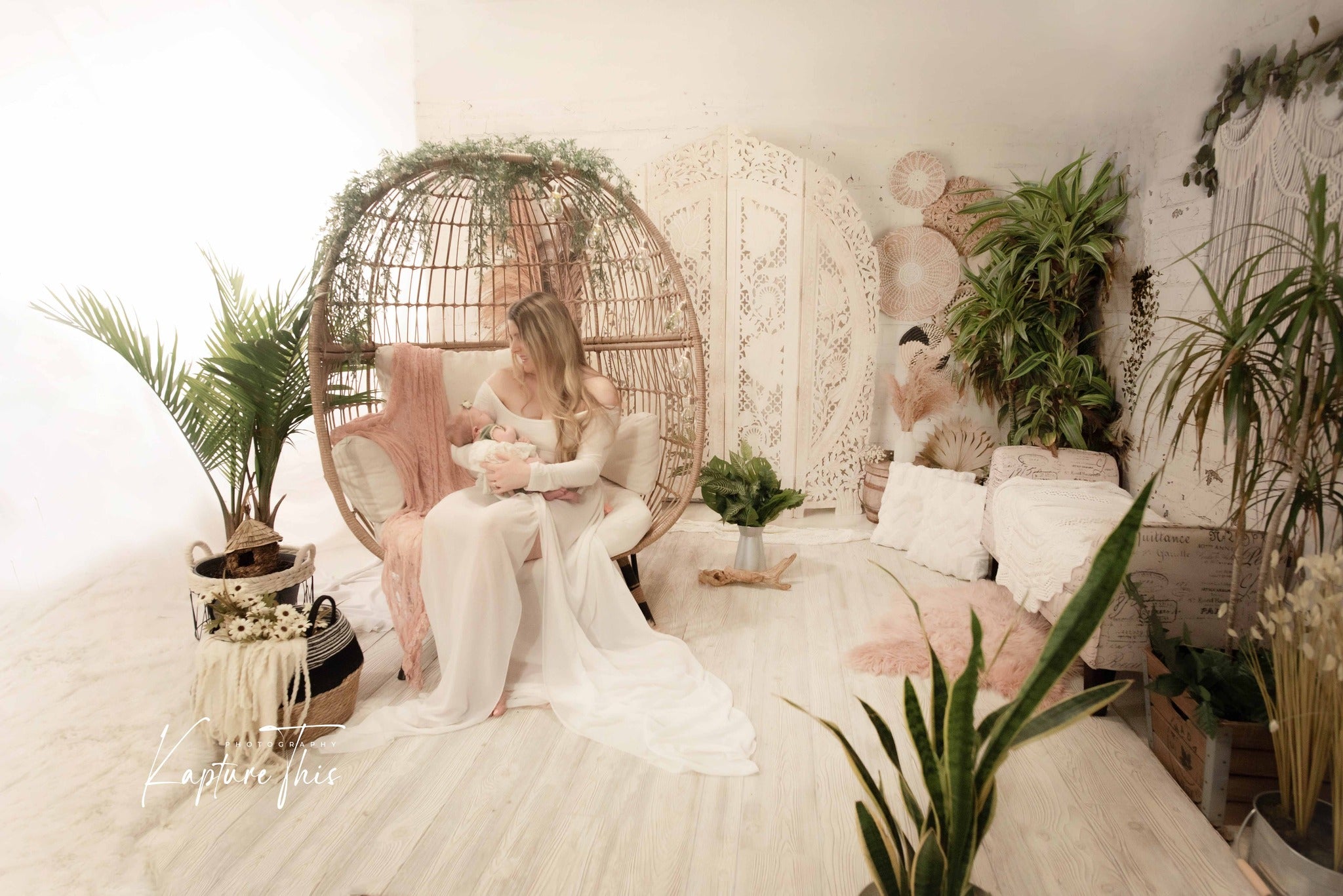 Kate Boho Screen with Pampas Grass Backdrop Designed by Mandy Ringe Photography