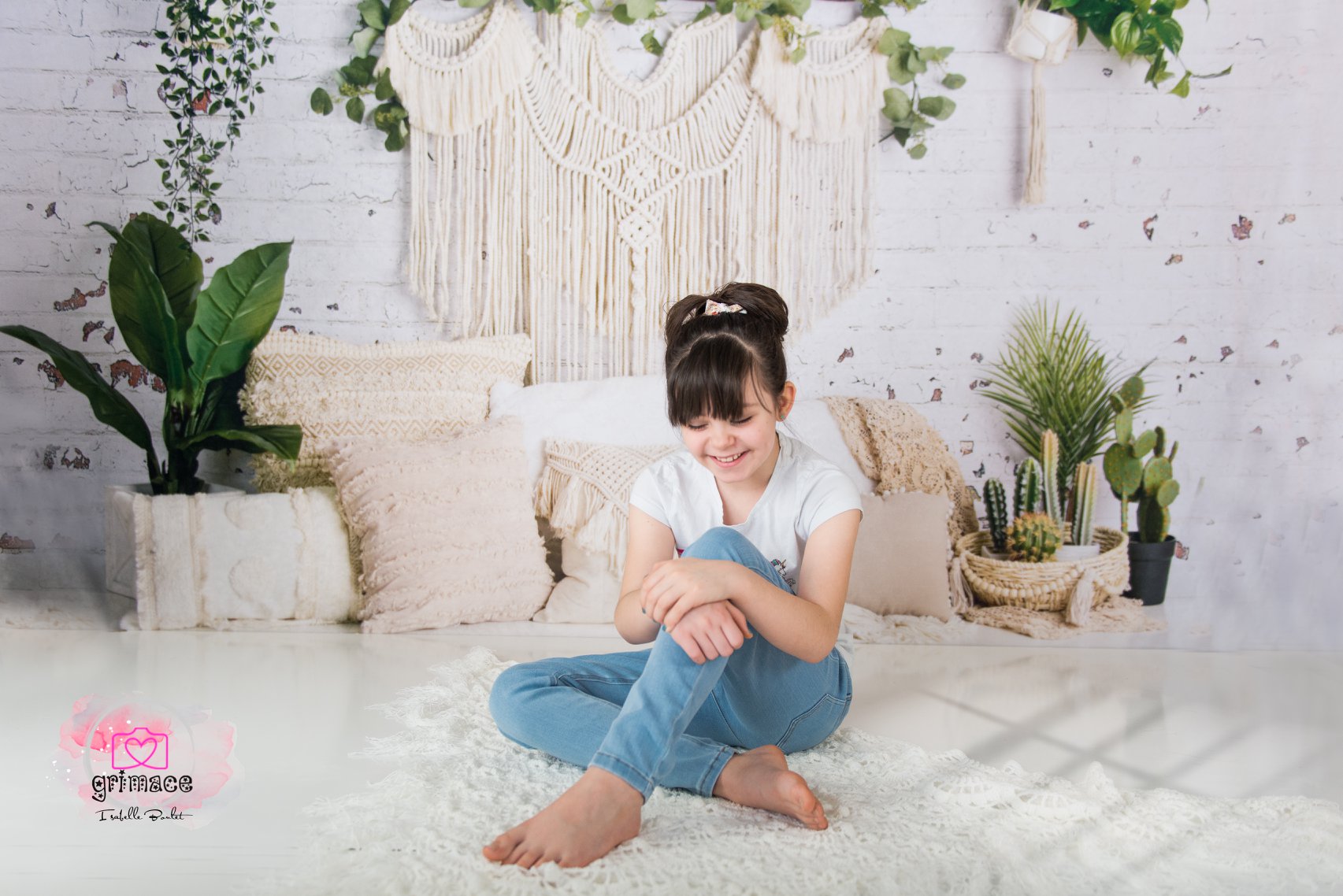 Kate Boho Macrame Floor Pillows with Plants Spring Backdrop Mother's Day Designed By Mandy Ringe Photography - Kate Backdrop AU