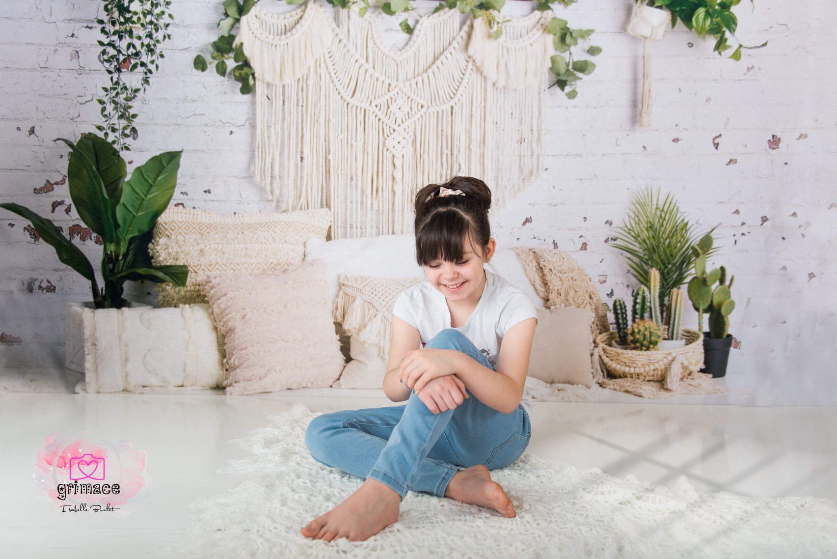 Kate Boho Macrame Floor Pillows with Plants Spring Backdrop Mother's Day Designed By Mandy Ringe Photography