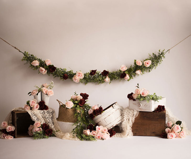 Kate Spring Rose Blooms Floral Backdrop Designed by Keerstan Jessop - Kate Backdrop AU