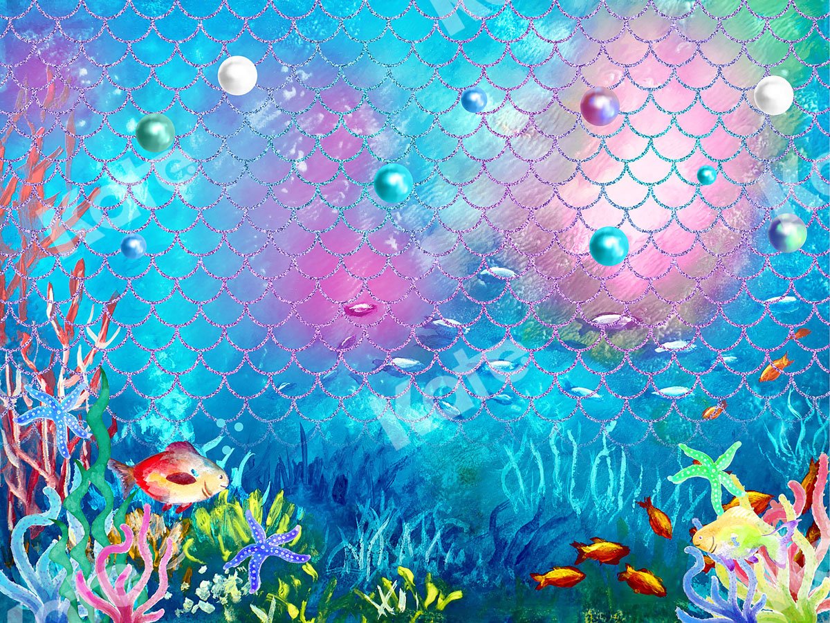 Kate Summer Undersea Mermaid Pearls Backdrop for Photography - Kate Backdrop AU