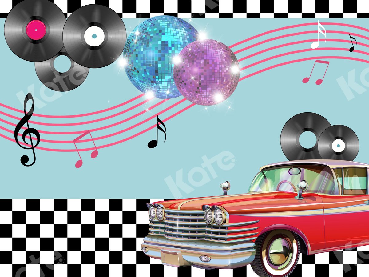 Kate Car 80's Disco DJ Backdrop for Photography - Kate Backdrop AU