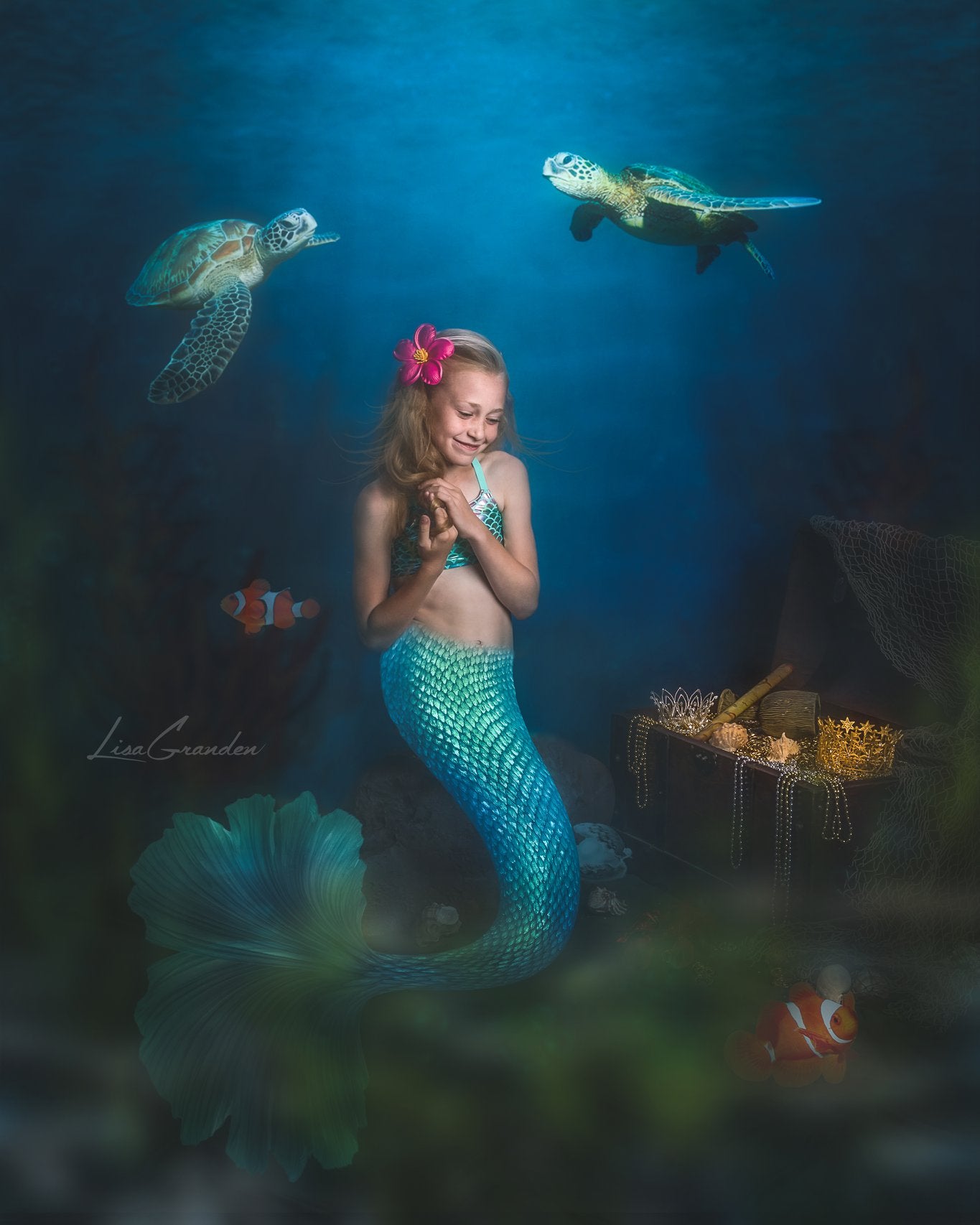 Kate Summer Mermaid Uder the Sea Backdrop Designed by Lisa Granden