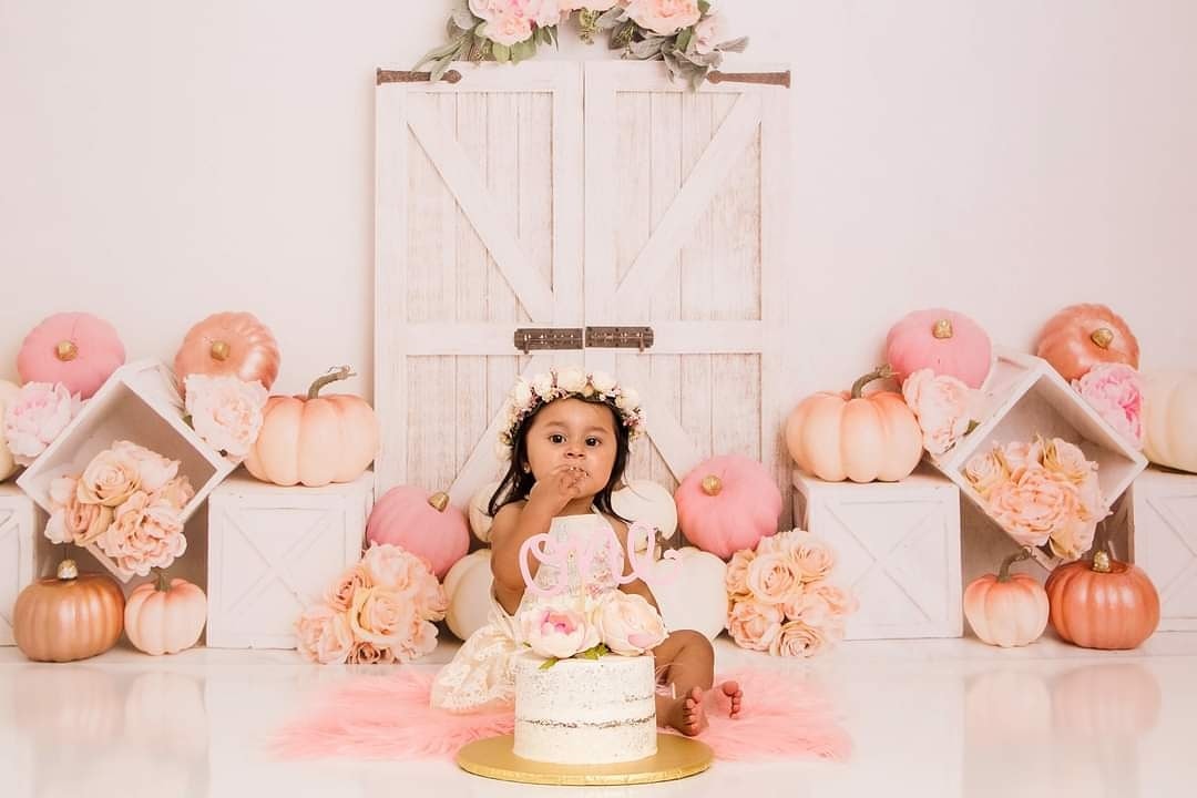 Kate Floral Pumpkin Doors Backdrop Designed by Lisa B - Kate Backdrop AU