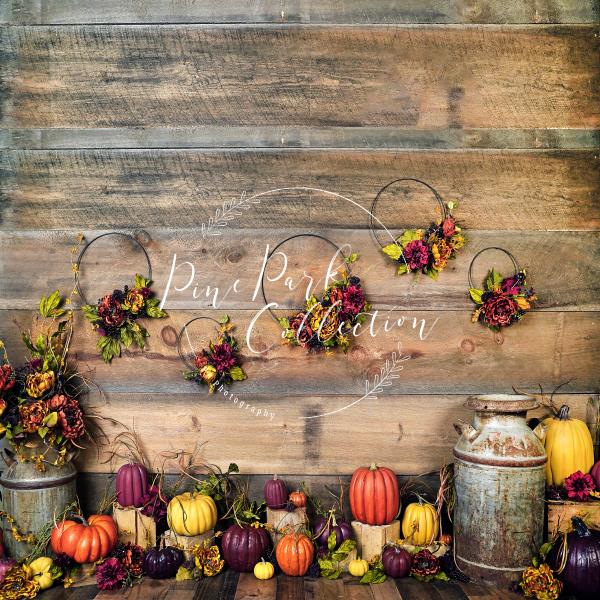 Kate Fall Floral Hoops and Pumpkins Backdrop Designed by Arica Kirby - Kate Backdrop AU
