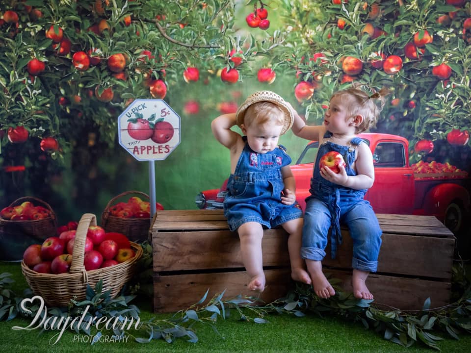 Kate Summer Apple Orchard Red Truck Backdrop Designed by Rosabell Photography