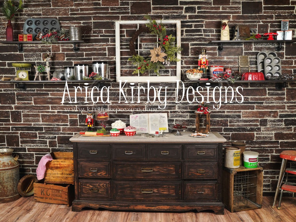 Kate Christmas Kitchen Backdrop Designed by Arica Kirby