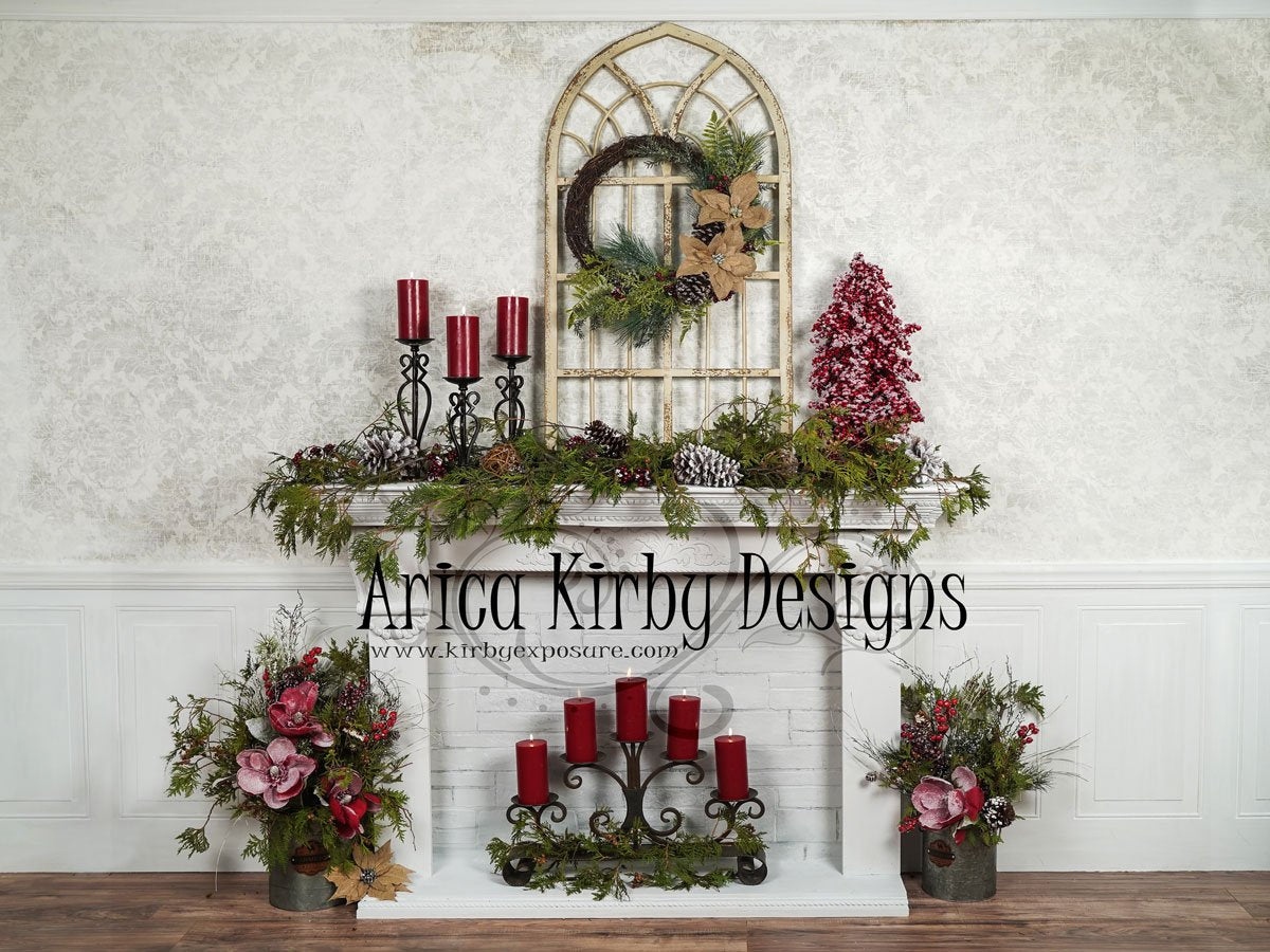 Kate White Christmas Fireplace Backdrop Designed by Arica Kirby - Kate Backdrop AU