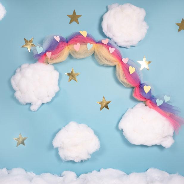 Kate Cake Smash Rainbow Clouds Blue Backdrop Designed By Angela Marie Photography - Kate Backdrop AU
