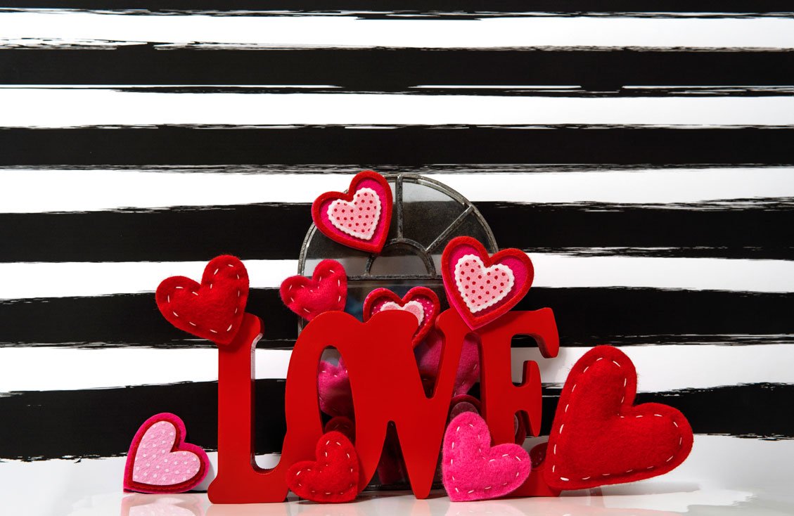 Kate Valentine's Day Love Felt Stitches Stripes Backdrop Designed by Mini MakeBelieve