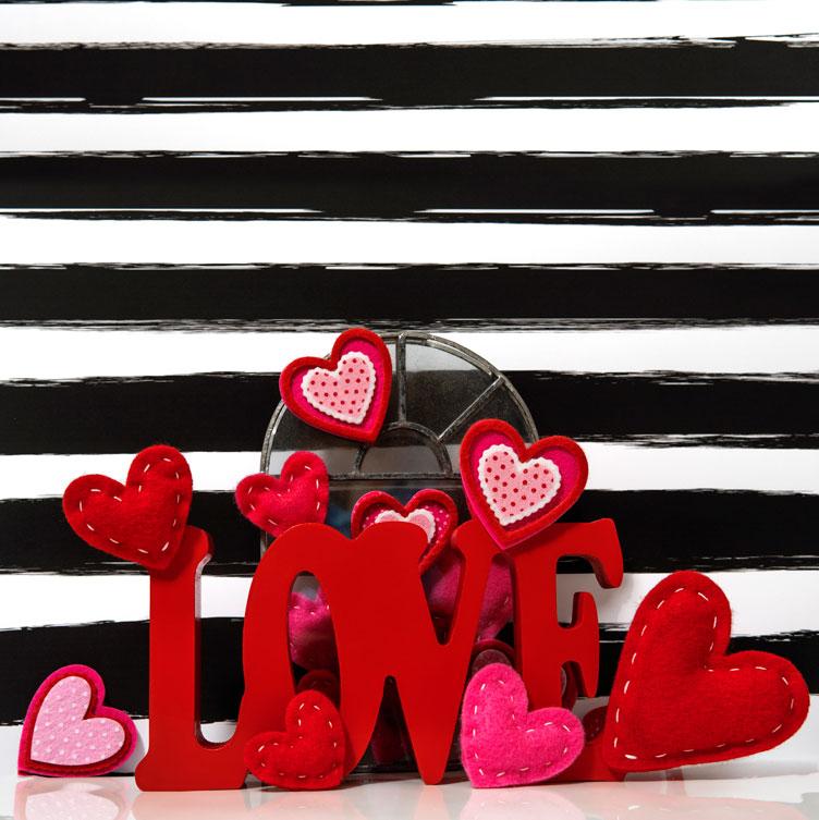 Kate Valentine's Day Love Felt Stitches Stripes Backdrop Designed by Mini MakeBelieve