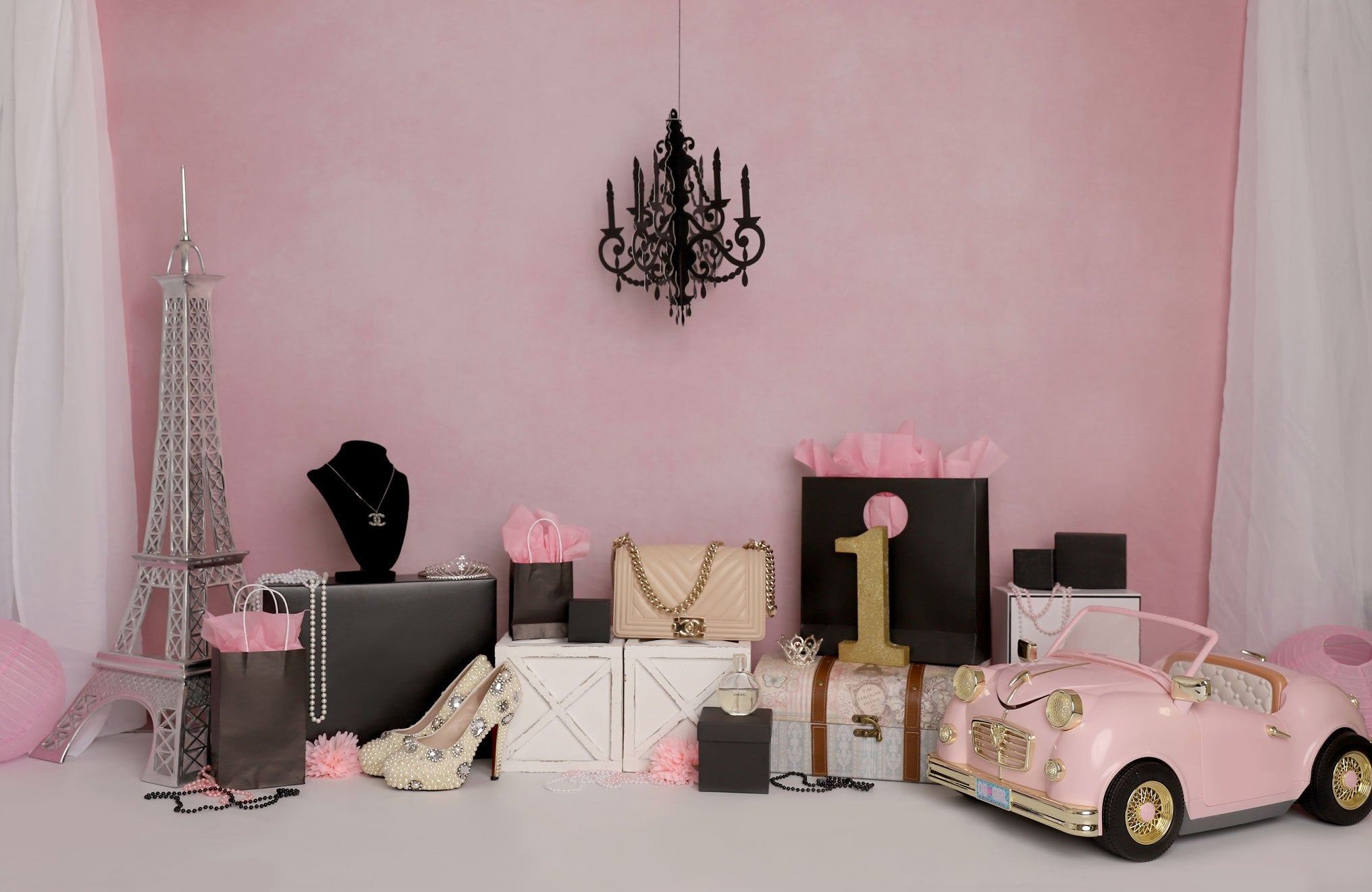 Kate Shopping Party Car Pink Backdrop Designed by Melissa King - Kate Backdrop AU