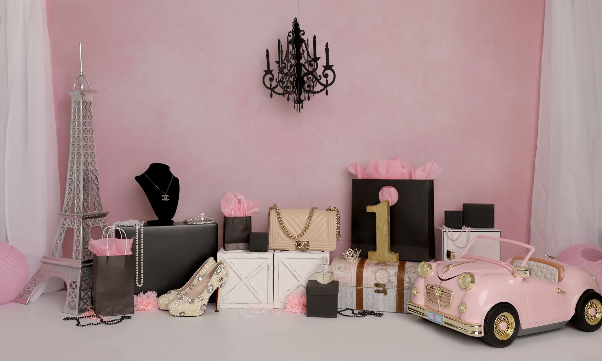 Kate Shopping Party Car Pink Backdrop Designed by Melissa King - Kate Backdrop AU