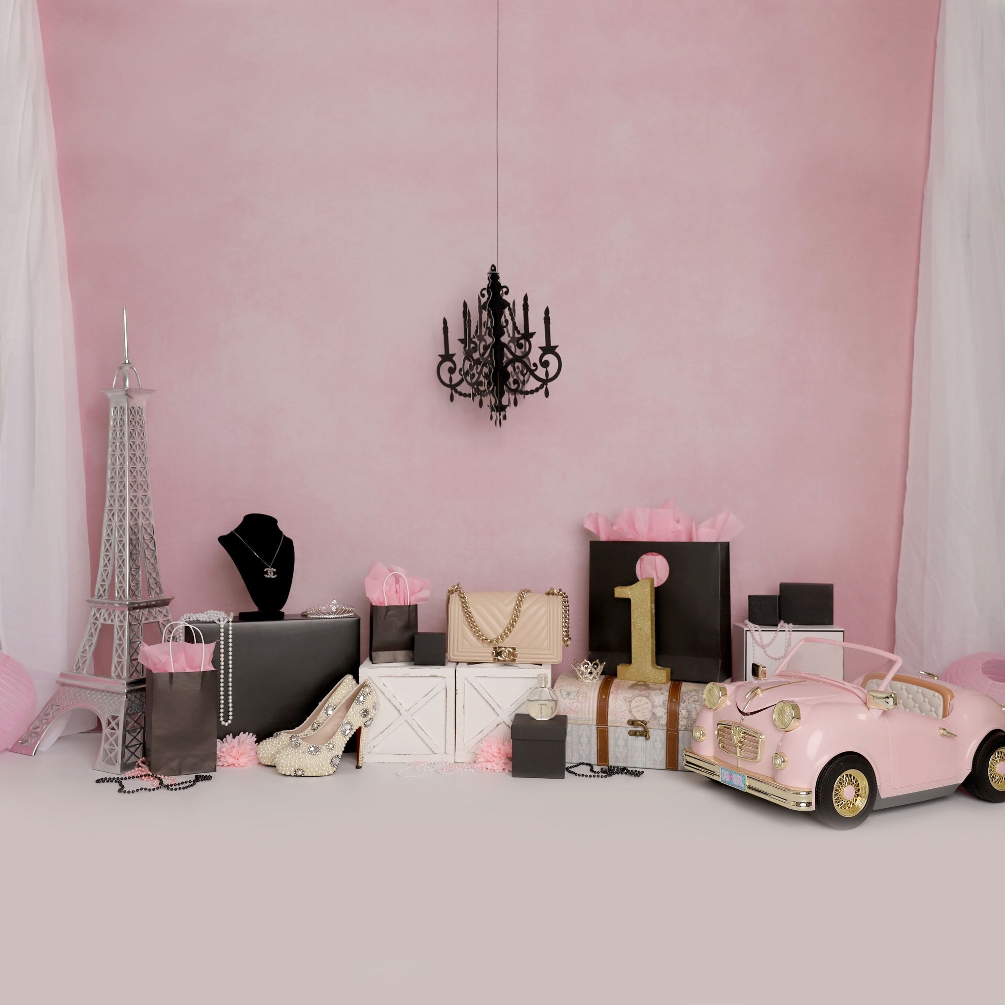 Kate Shopping Party Car Pink Backdrop Designed by Melissa King - Kate Backdrop AU