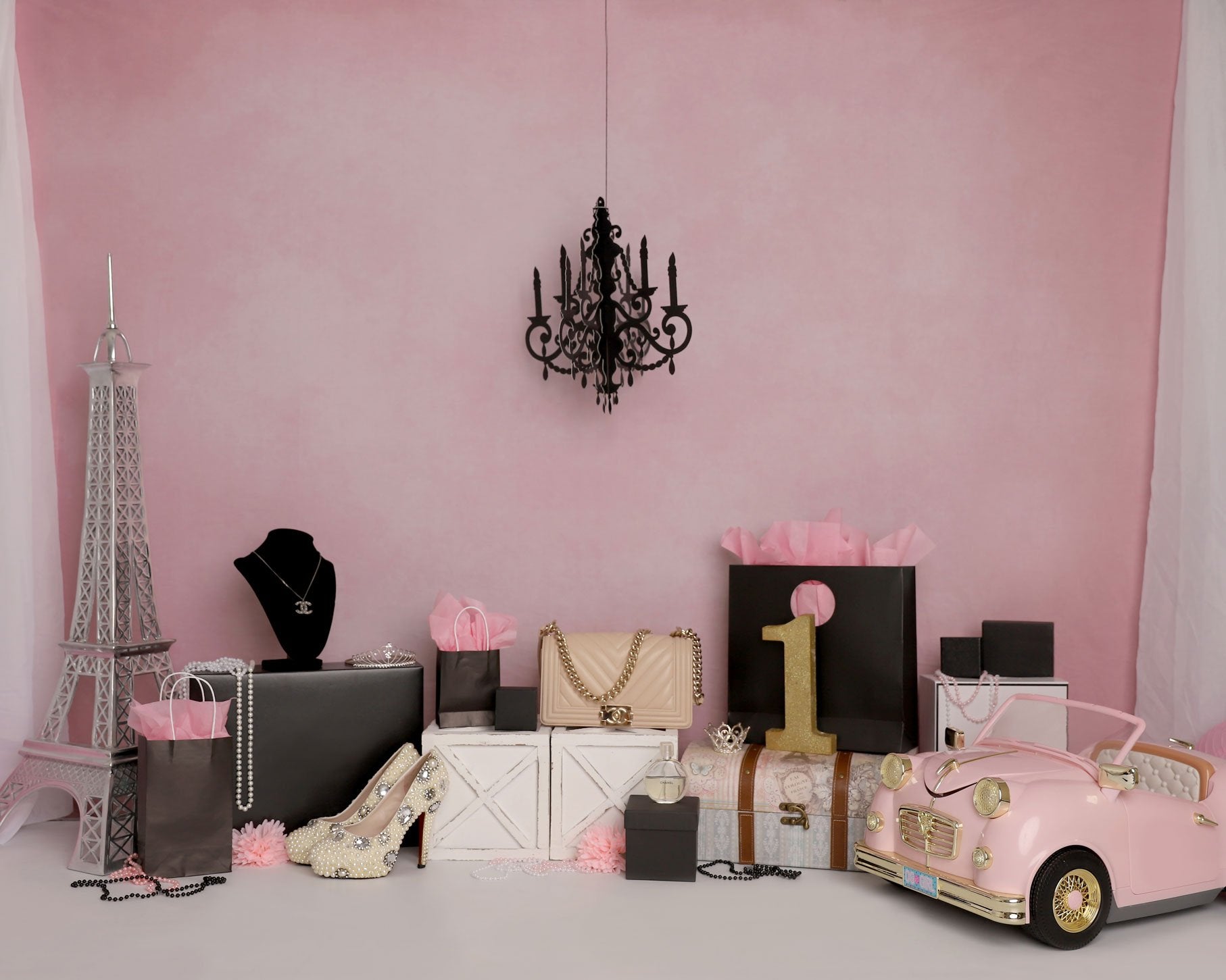 Kate Shopping Party Car Pink Backdrop Designed by Melissa King - Kate Backdrop AU