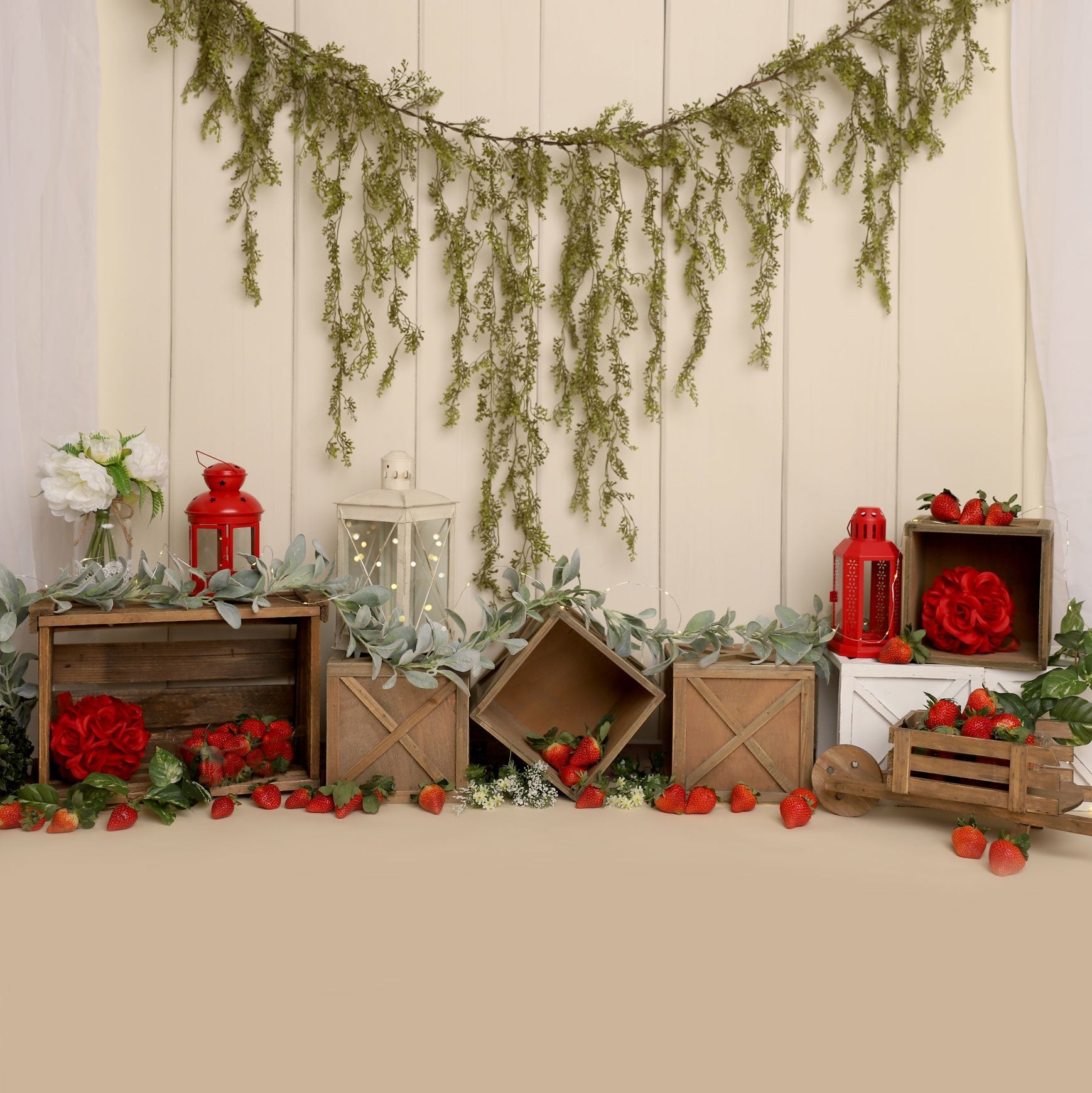 Kate Spring Strawberry Cake Smash Backdrop Designed by Melissa King - Kate Backdrop AU
