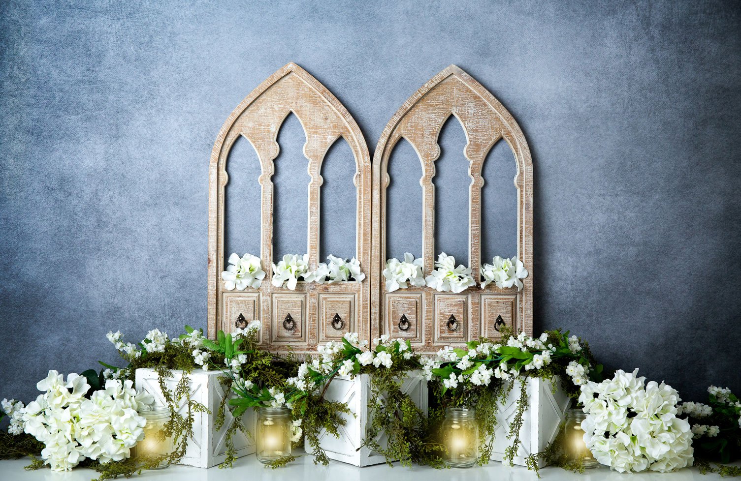 Kate Spring White Flowers Door Blue Backdrop Designed By Megan Leigh Photography