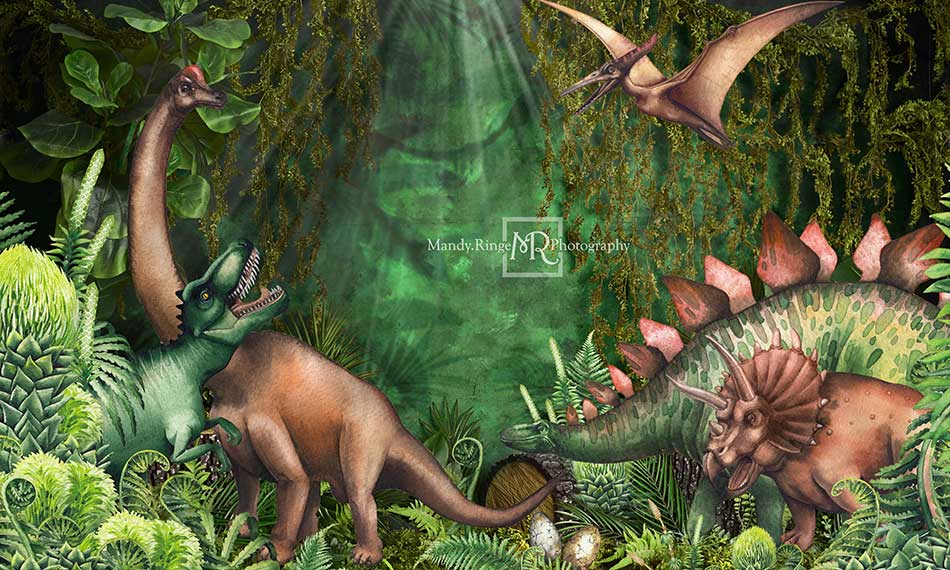 Kate Jungle Adventure Dinosaurs Backdrop Designed by Mandy Ringe Photography