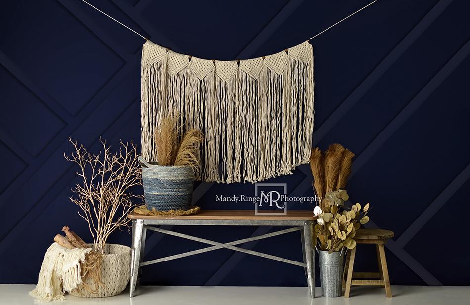 Kate Spring Modern Boho Navy and Gold Designed by Mandy Ringe Photography - Kate Backdrop AU
