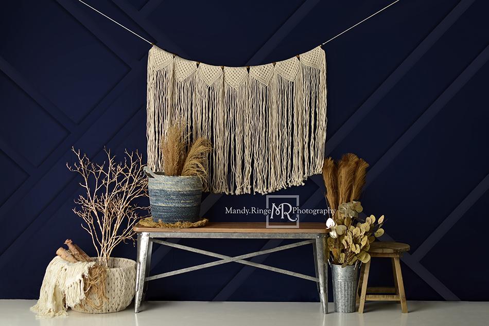 Kate Spring Modern Boho Navy and Gold Designed by Mandy Ringe Photography - Kate Backdrop AU