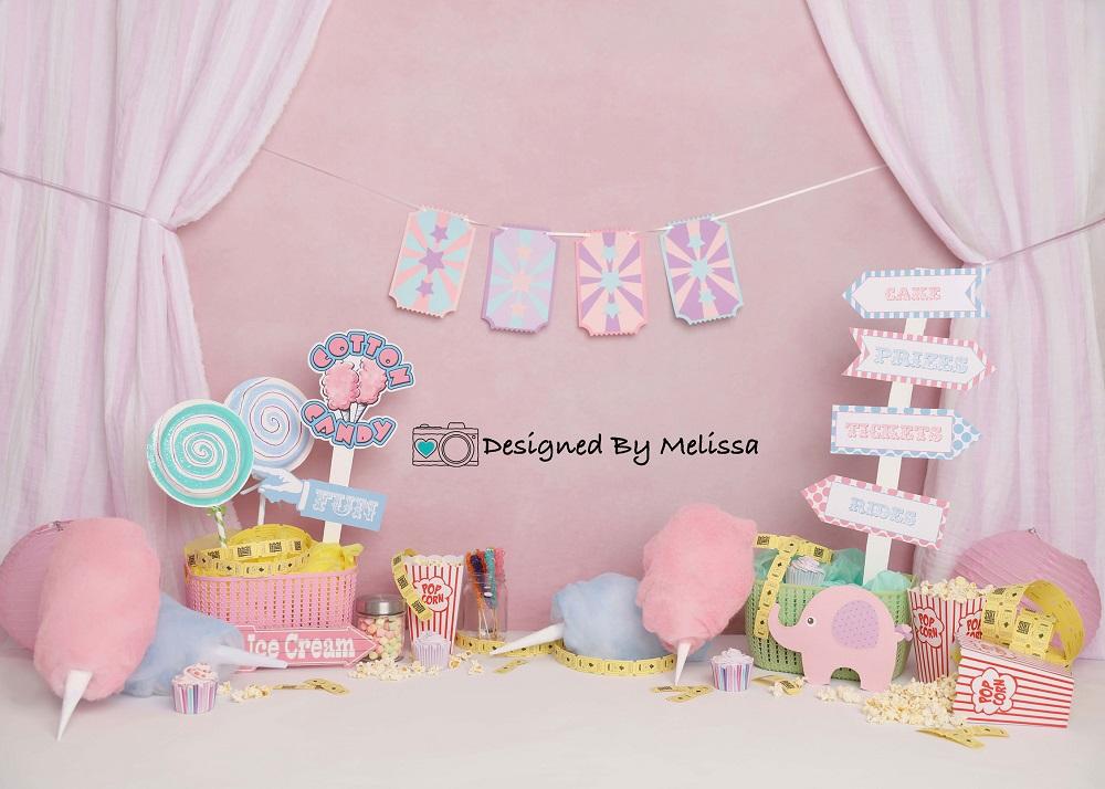 Kate Pink Birthday Carnival Backdrop Designed by Melissa King - Kate Backdrop AU