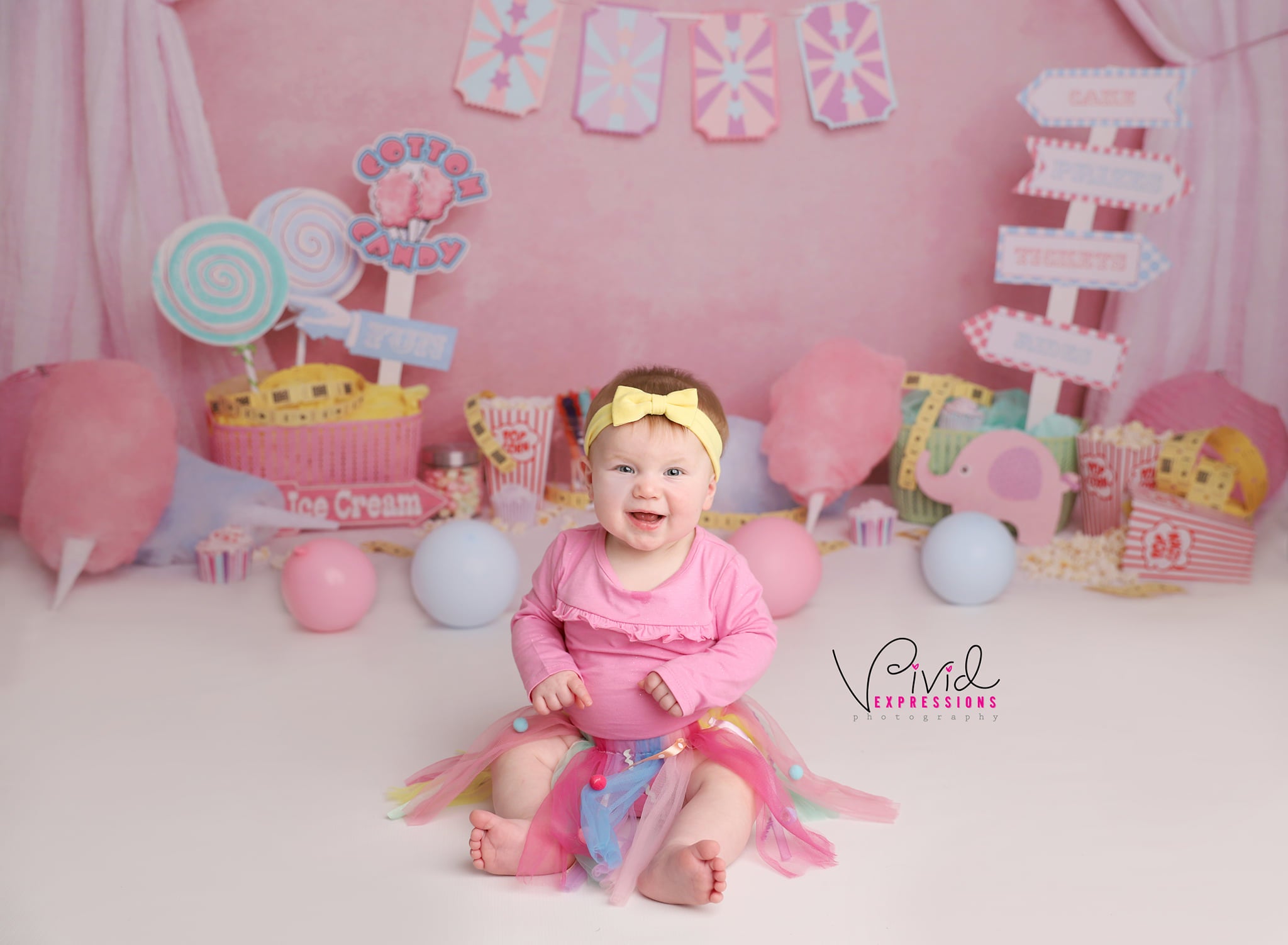 Kate Pink Birthday Carnival Backdrop Designed by Melissa King - Kate Backdrop AU