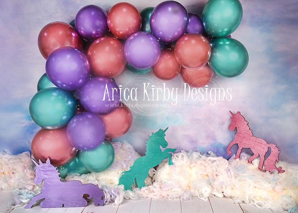 Kate Cake Smash Unicorn Balloons Backdrop Designed by Arica Kirby