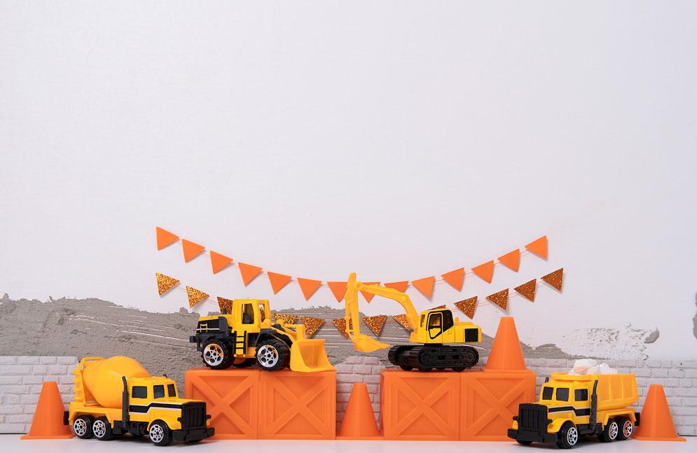 Kate Birthday Truck Construction Boy Backdrop Designed by Mini MakeBelieve - Kate Backdrop AU