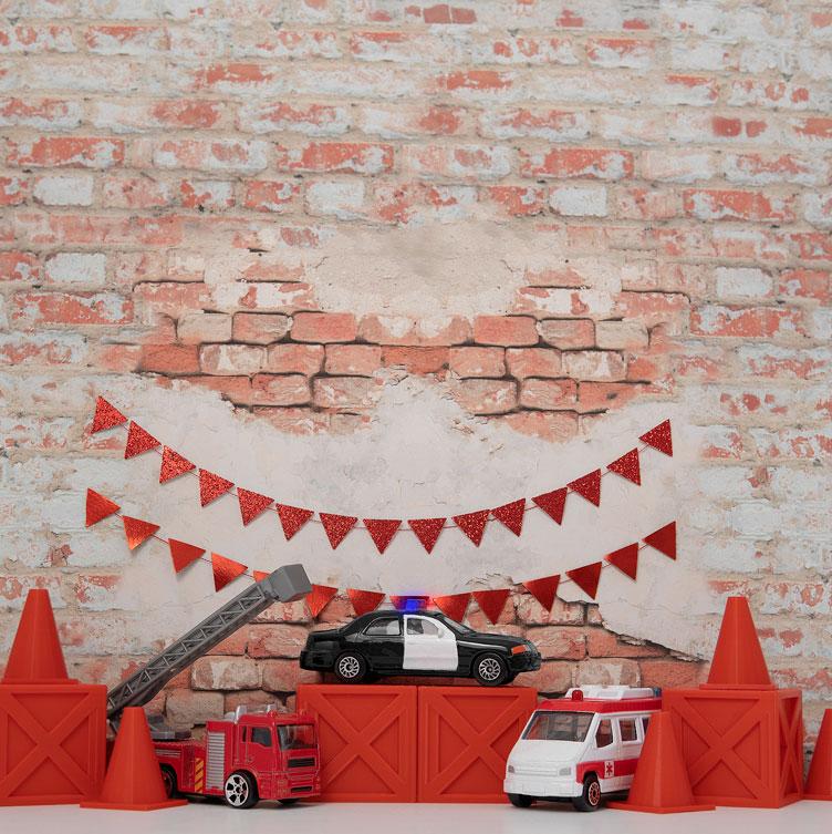 Kate Birthday Rescue Cars Boy Backdrop Designed by Mini MakeBelieve - Kate Backdrop AU