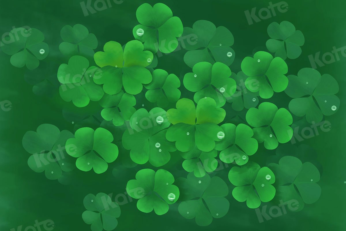 Kate St. Patrick's Day Green Clovers Lucky Backdrop for Photography