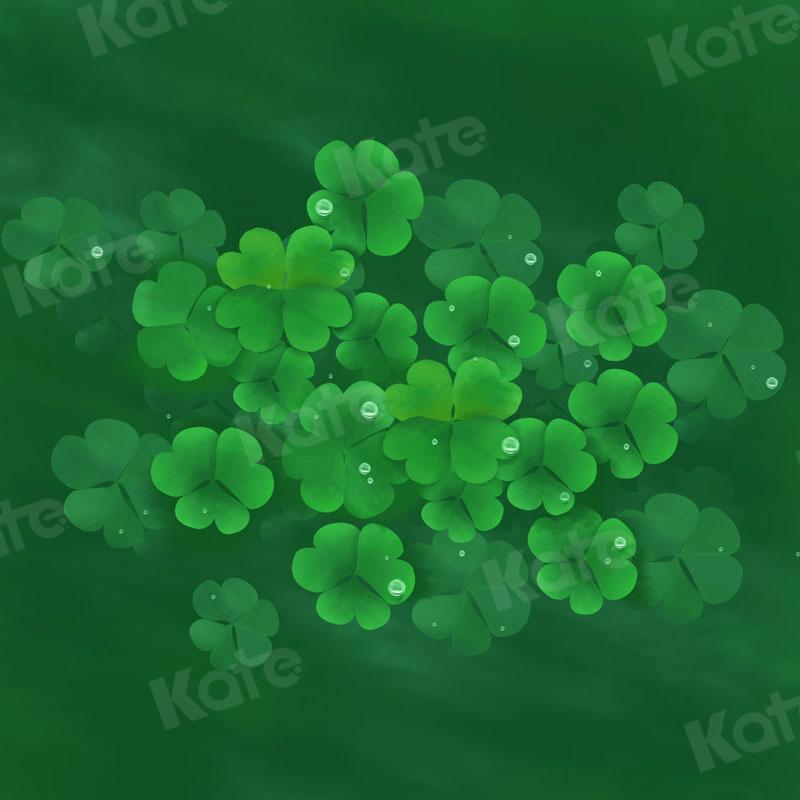Kate St. Patrick's Day Green Clovers Lucky Backdrop for Photography
