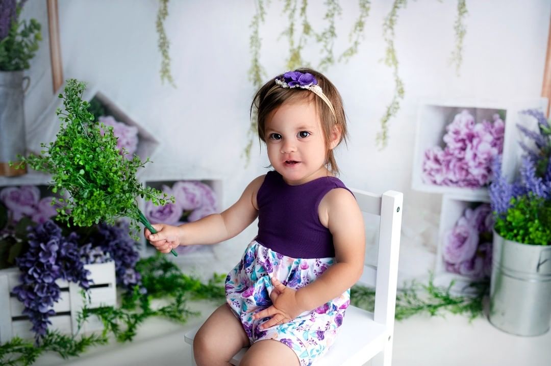 Kate Spring/Mother's Day Purple Floral Cube Backdrop Designed by Lisa B