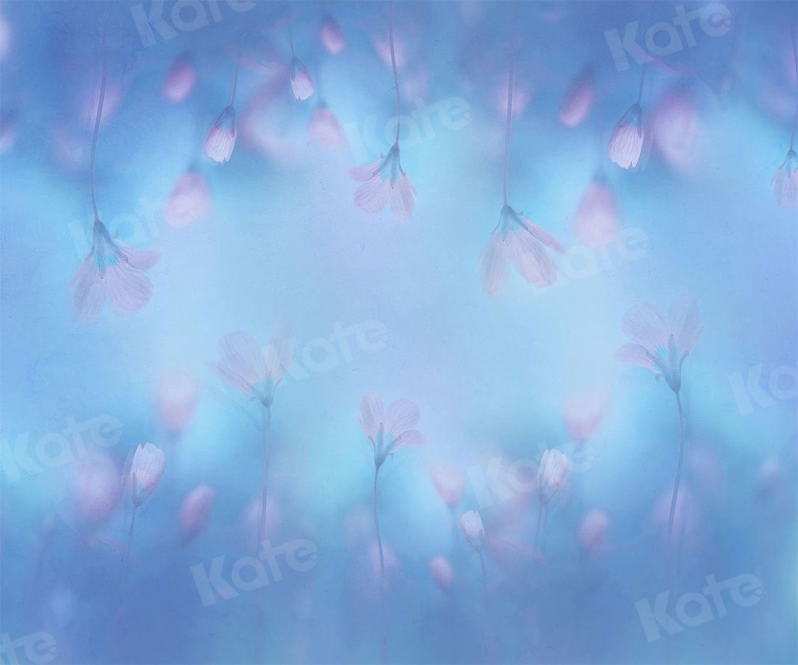 Kate Fine Art Light Pink Florals Blue Backdrop for Photography - Kate Backdrop AU