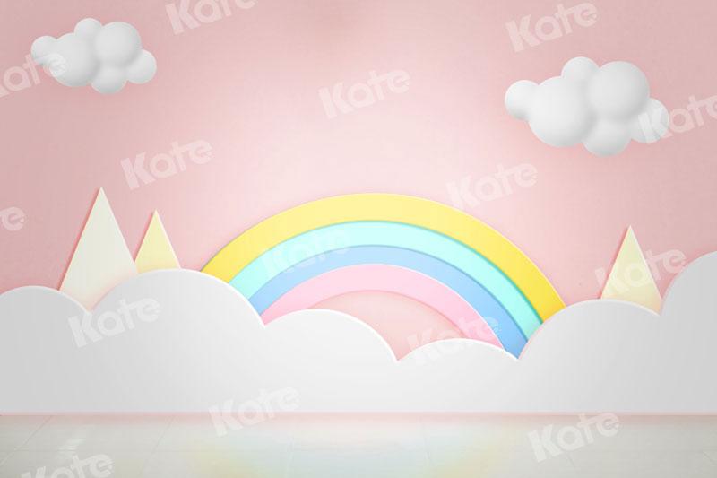 Kate Cake Smash Rainbow Clouds Pink Backdrop for Photography - Kate Backdrop AU