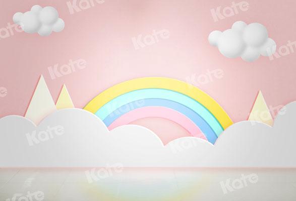 Kate Cake Smash Rainbow Clouds Pink Backdrop for Photography - Kate Backdrop AU