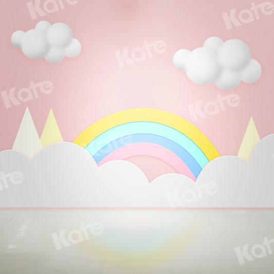 Kate Cake Smash Rainbow Clouds Pink Backdrop for Photography