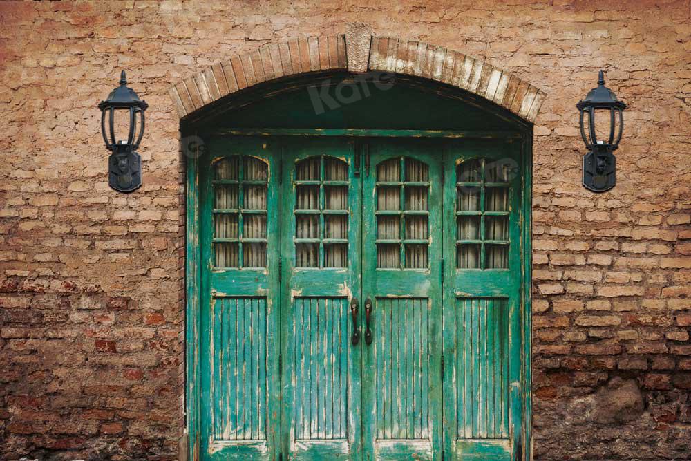 Kate Blue Door in Front Brick Wall Backdrop for Photography - Kate Backdrop AU