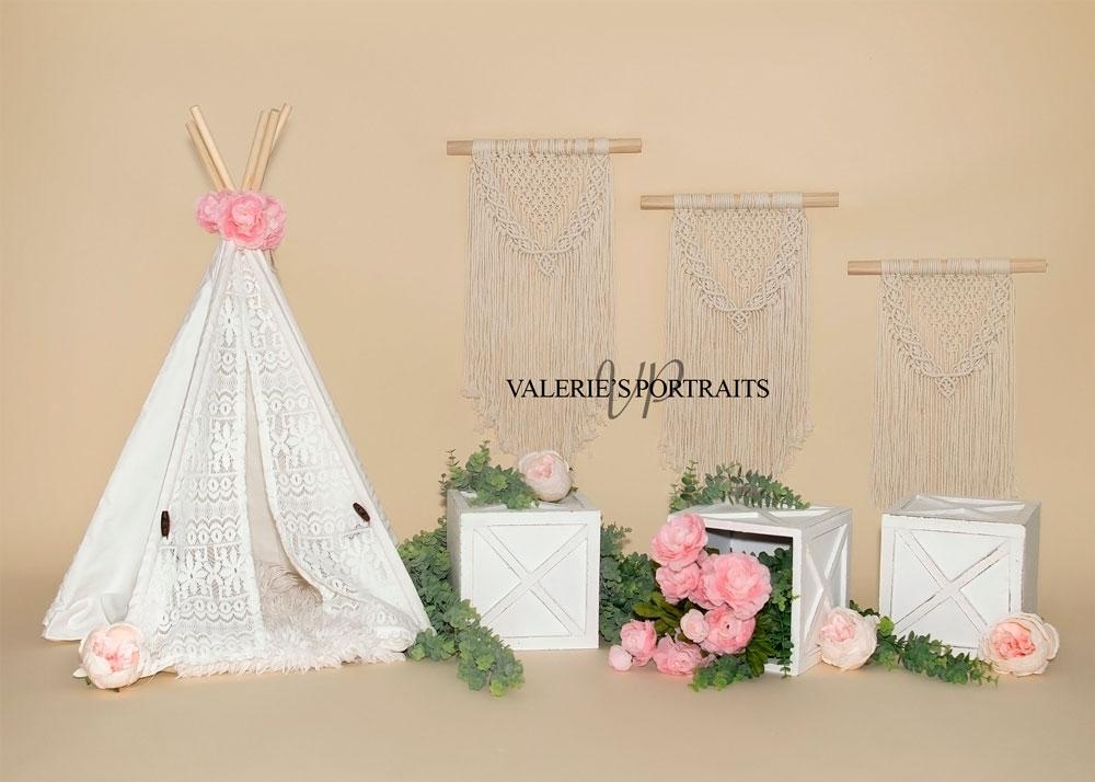 Kate Mother's Day Tent Flowers Boho Backdrop Designed by Valerie Miranda - Kate Backdrop AU
