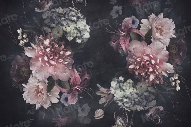 Kate Fine Art Dark Florals Blossoms Backdrop for Photography