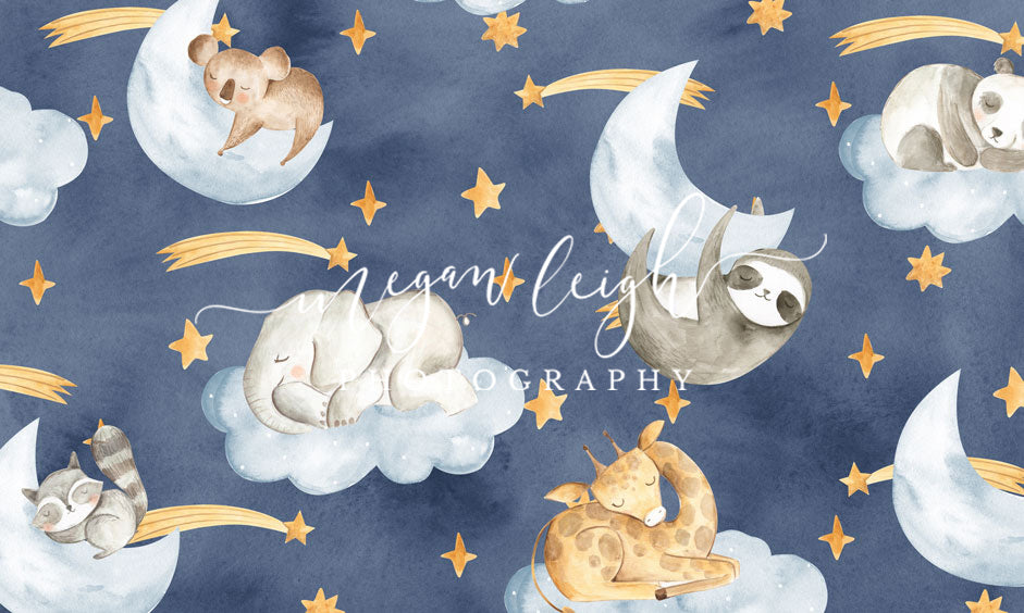 Kate Children Sleeping Animals Night Backdrop Designed by Megan Leigh Photography