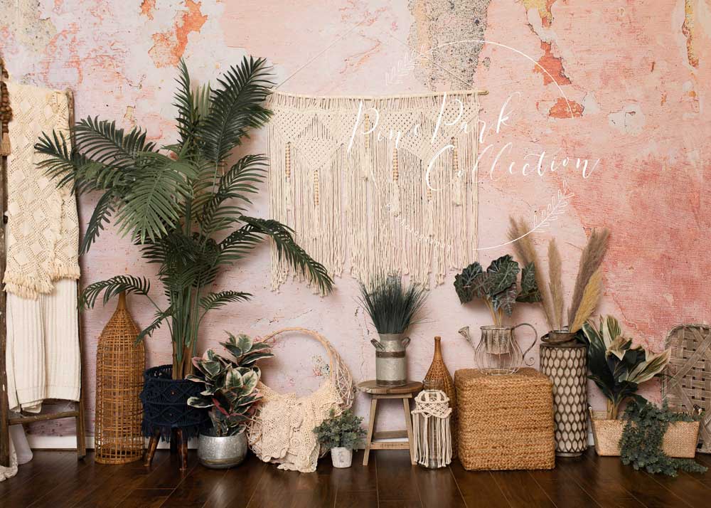 Kate Cake Smash/Mother's Day Backdrop Summer Pink Bobo Room with Ladder Designed By Pine Park Collection
