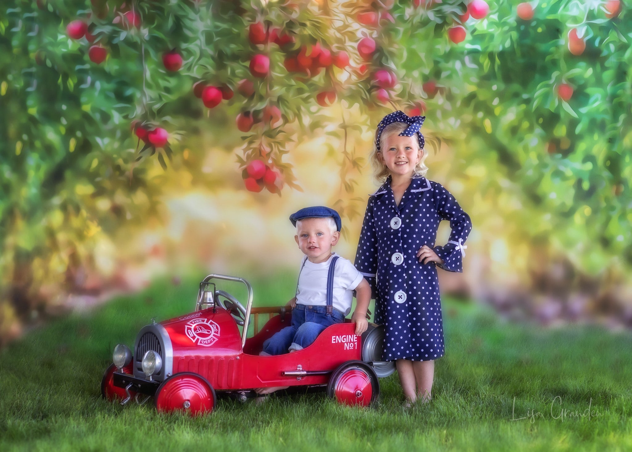 Kate Apple Orchard Summer Backdrop for Photography Designed by Lisa Granden - Kate Backdrop AU