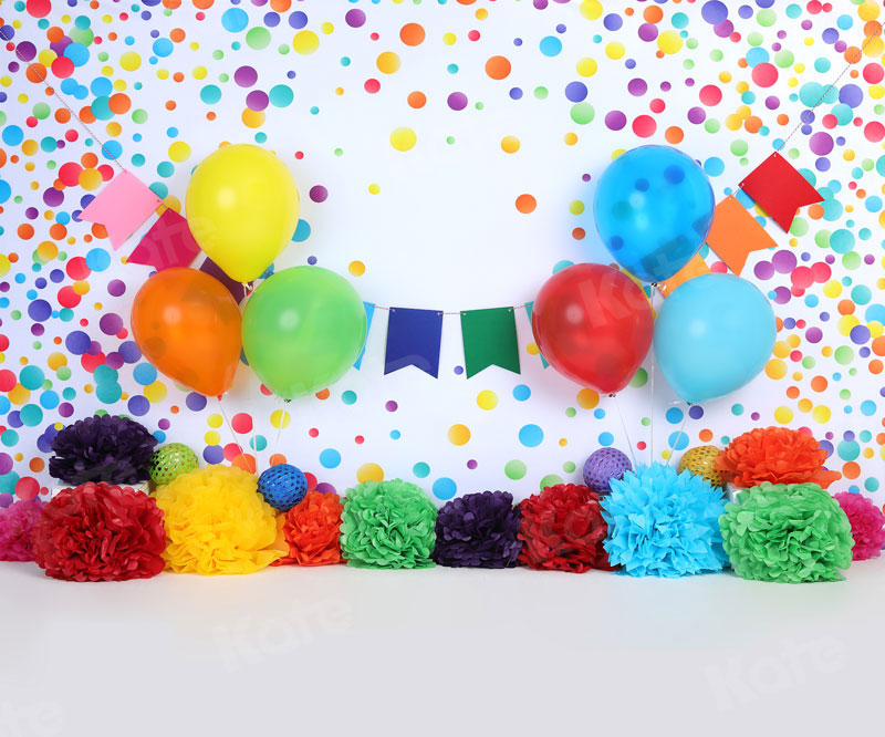 Kate Cake Smash Balloon Party Colorful Spots Backdrop for Photography