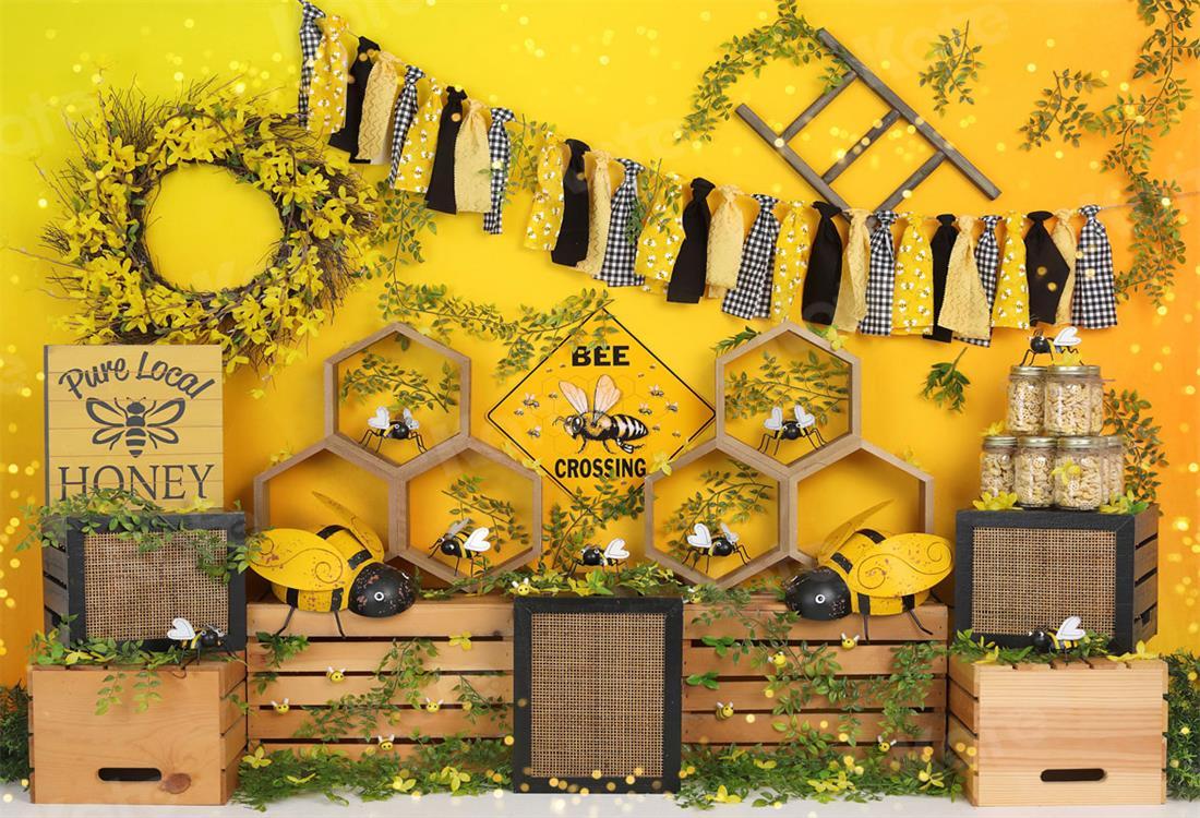 Kate Bokeh Summer Cake Smash Bee Honey Backdrop for Photography - Kate Backdrop AU