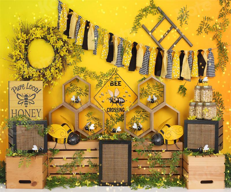 Kate Bokeh Summer Cake Smash Bee Honey Backdrop for Photography - Kate Backdrop AU