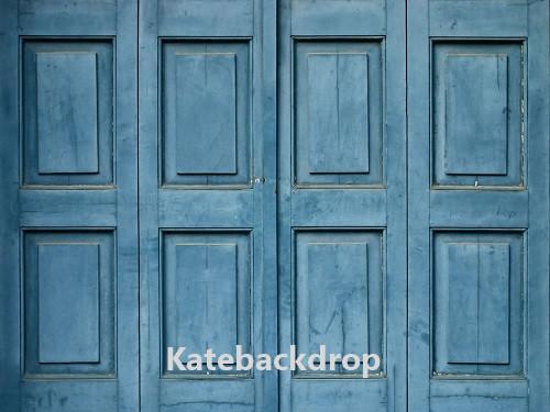 Kate Blue Retro Wood Door Backdrop for Photography